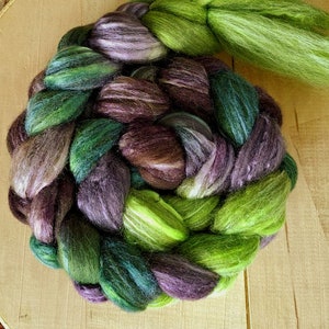 Hand Dyed Combed Top Merino/Silk 4 Oz "Woodlands"