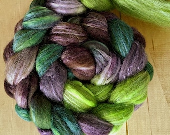 Hand Dyed Combed Top Merino/Silk 4 Oz "Woodlands"