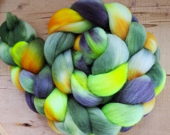 Hand Dyed South American Combed Top "Breath of Spring" 4 Oz.