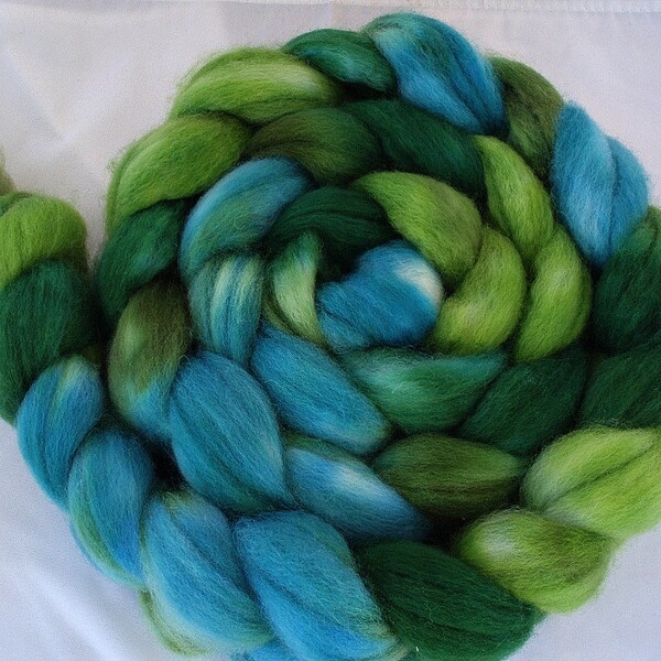 Superwash BFL/Nylon Combed Top 6 Oz. "Rain Forest Sox"