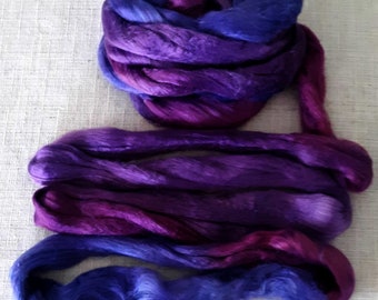 Hand Dyed Eri  Silk Sliver" Peace Silk" 1 Oz./28 Grams  "Mauve Boudoir"