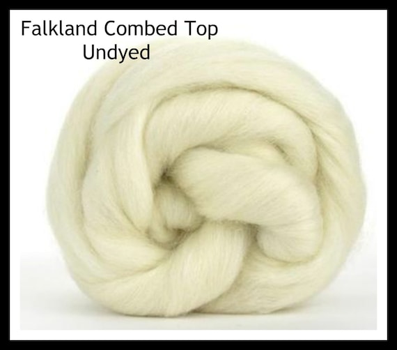 Natural White Falkland Wool Combed Top 5 Pounds Un-dyed