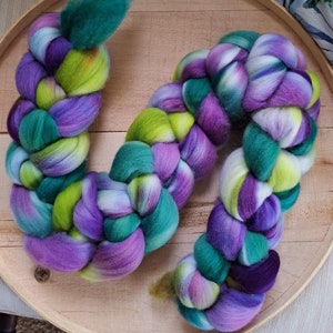 Hand Dyed Polwarth Combed Top Delphinium 4 Oz. image 2