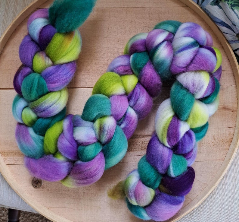 Hand Dyed Polwarth Combed Top Delphinium 4 Oz. image 2