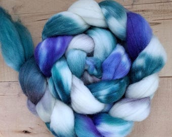 Hand Dyed Polwarth Combed Top “Just Ducky" 4 Oz.