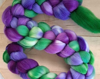 Hand Dyed Cormo Combed Top "Fibery Jewels" 4 Oz.