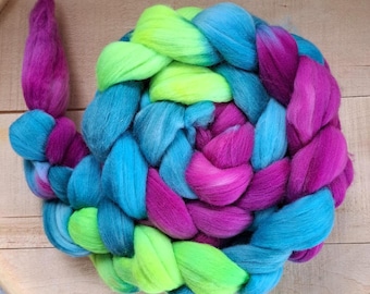 Hand Dyed Rambouillet Combed Top 4 Oz. "Garden Party"