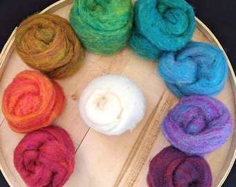 Felter's Corriedale Roving Pack "Rainbow" 9 Colors 4 Oz.