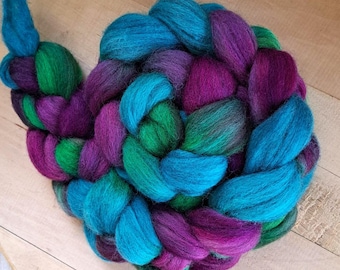 Hand Dyed Corriedale Combed Top 4 Oz. "Winter Sky"