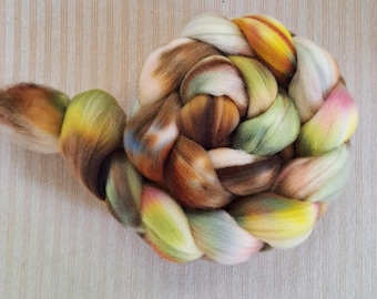 Hand Dyed Polwarth Combed Top “Spots"  4 Oz.