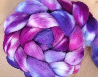 Hand Dyed Polwarth Top 4 Oz.  "Mauve Boudoir" for Spinning or Felting