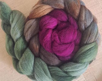 Hand Dyed Polwarth Combed Top 100 Grams "Chianti  Gradient"/Fade
