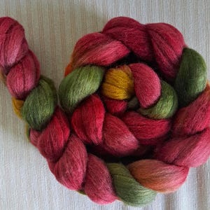 Hand Dyed BFL Combed Top 4Oz.  &quot;Autumn in New Hampshire&quot;