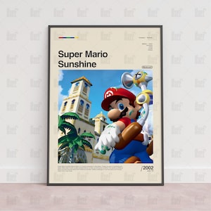 Póster de Super Mario Sunshine, póster de sala de juegos, póster de pared de juegos, póster de impresión de juegos, regalo de juego, póster de videojuegos, arte de pared de juegos