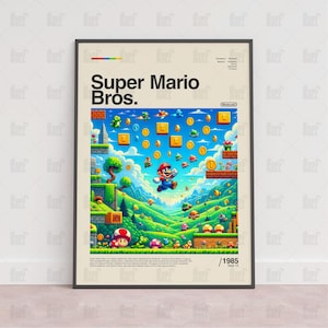 Super Mario Bros Poster, Spielzimmer Poster, Gaming Wandposter, Gaming Print Poster, Spiel Geschenk, Videospiele Poster, Gaming Wandkunst
