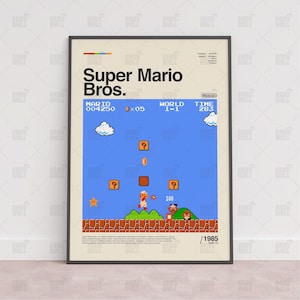 Póster de Super Mario Bros., póster para sala de juegos, póster de pared de juegos, póster impreso de juegos, regalo de juegos, póster de videojuegos, arte mural de juegos