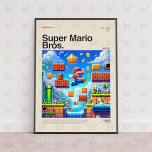 Super Mario Bros Poster, Spielzimmer Poster, Gaming Wandposter, Gaming Print Poster, Spiel Geschenk, Videospiele Poster, Gaming Wandkunst