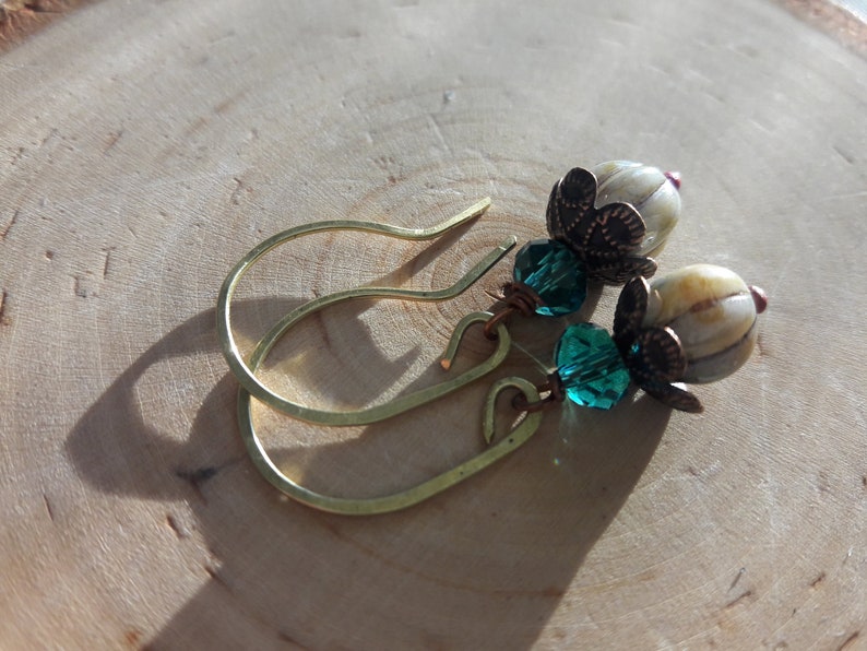 Glass And Brass Earrings