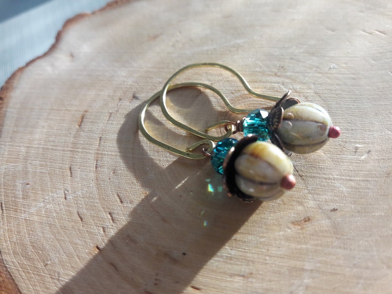 Glass And Brass Earrings