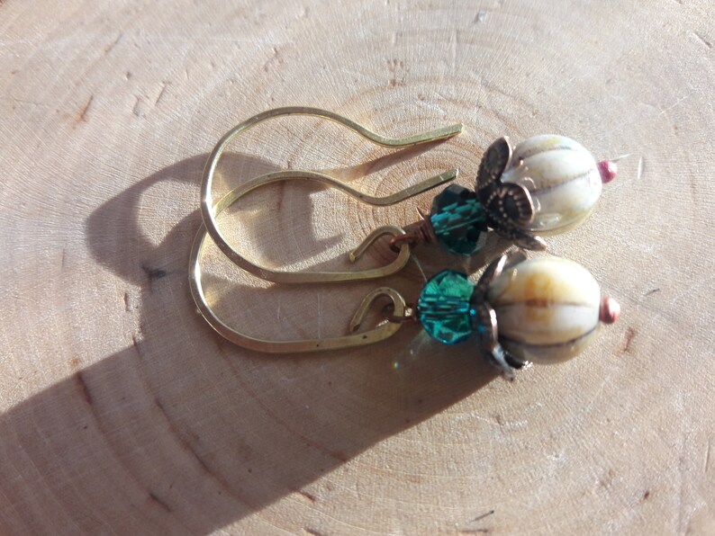 Glass And Brass Earrings