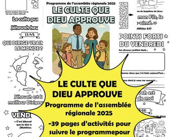 Le culte que Dieu approuve – Assemblée régionale 2025 – Cahier d’activités JW enfants 5-10 ans
