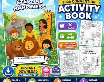 Cahier d'exercices de la Convention sur l'Éternel bonheur pour les 6-10 ANS Enfants 2026 | Cahier d'activités JW KIDS | Témoins de Jéhovah PDF imprimable