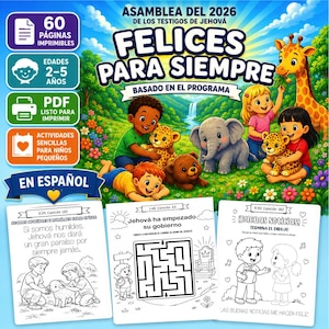 2-5 Felices Para Siempre 2026 asamblea Testigos de Jehová Niños |PDF Imprimible en Español | Actividades JW | JW barn spanska Español |