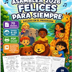 Felices Para Siempre Cuaderno de actividades para niños 2026 Asamblea | JW barn spanska Español| Evig lycka