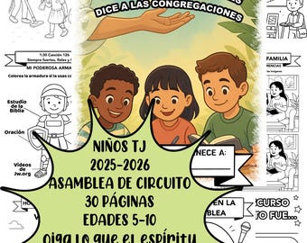 Oiga lo que el espíritu les dice a las congregaciones | Cuaderno de Actividades Asamblea de Circuito 2025-2026 | Niños TJ 5-10 | PDF