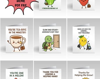 Cartes de voeux JW imprimables - Cartes d'encouragement du ministère des pionniers - Jeux de mots mignons - Cartes spirituelles des Témoins de Jéhovah PDF