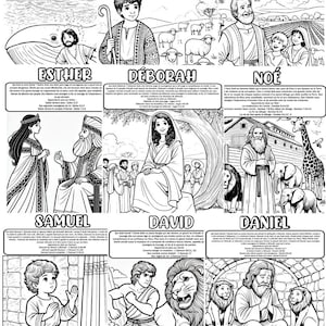 JW Coloriages de personnages bibliques pour enfants témoins de Jéhovah – Activités pour le culte familial et l'école à la maison