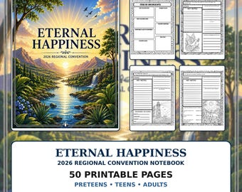Eternal Happiness TEEN Convention Notebook, JW Teen Activity Book, Regional Convention Notes, Preteen Adult Printable PDF