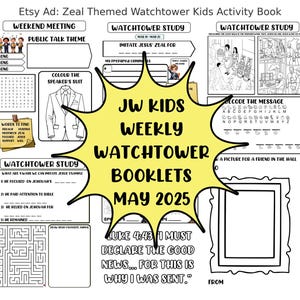 JW Kids Meeting Weekly TOUR DE GARDE MAI 2025 | activités de réunion d'enfants jw | Étude sur la famille des enfants | Cahier d'activités pour enfants témoins de Jéhovah |