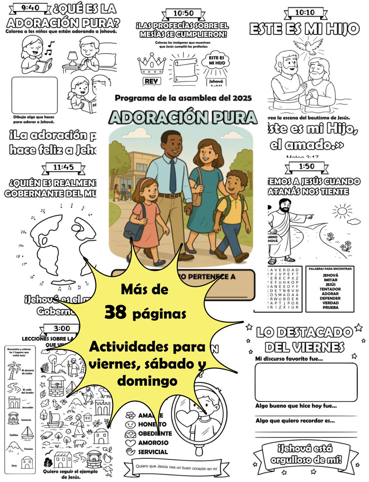 JW ADORACION PURA Adoracion Asamblea Regional 2025 cuaderno de tividades para niños | Spanische Regionskonvention Reine Anbetung jw Kinder