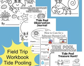 Tide Pool Field Trip Workbook Printable | Kids Nature Activities, Scavenger Hunt, Observation Journal, Coloring Pages, Homeschooling