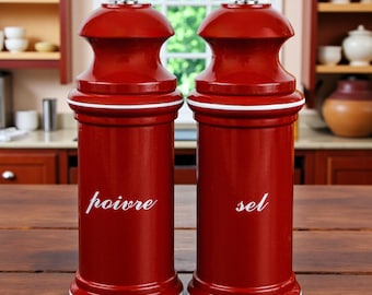 French Provencal Salt and Pepper Grinder Set - White & Red Mills - Made in Maine, USA