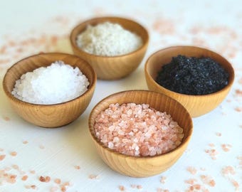 Set of 4 Mini Wood Pinch Bowls: Fletcher's Mill Condiment Cups