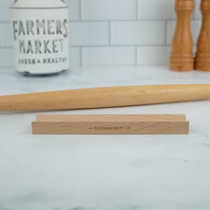 French Rolling Pin & Cradle: Rock Maple, 20&quot; Tapered Design ~ Made in Maine, USA