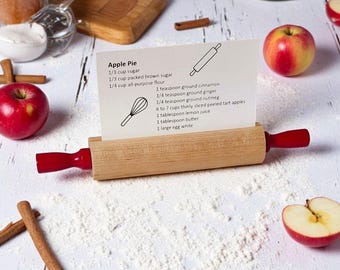 Rolling Pin Recipe Card Holder: New England Hardwood Kitchen Decor