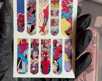 Old Comic Book Style Waterslide Nail Decals: French and Full Coverage, 50mm - 23mm Long (10 CT) Sets