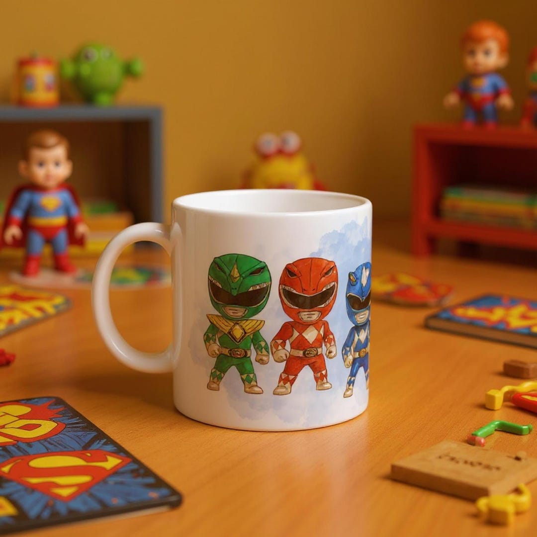 Mighty Morphin Power Rangers Mug - Watercolor Superhero Ceramic Cup ...