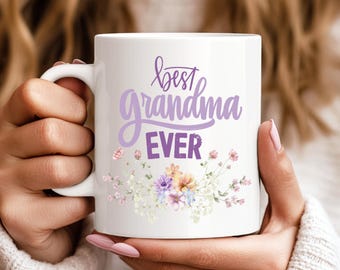 Best Grandma Ever Wildblumen Becher - Handgemachtes Keramik Kaffeetasse Geschenk für Oma