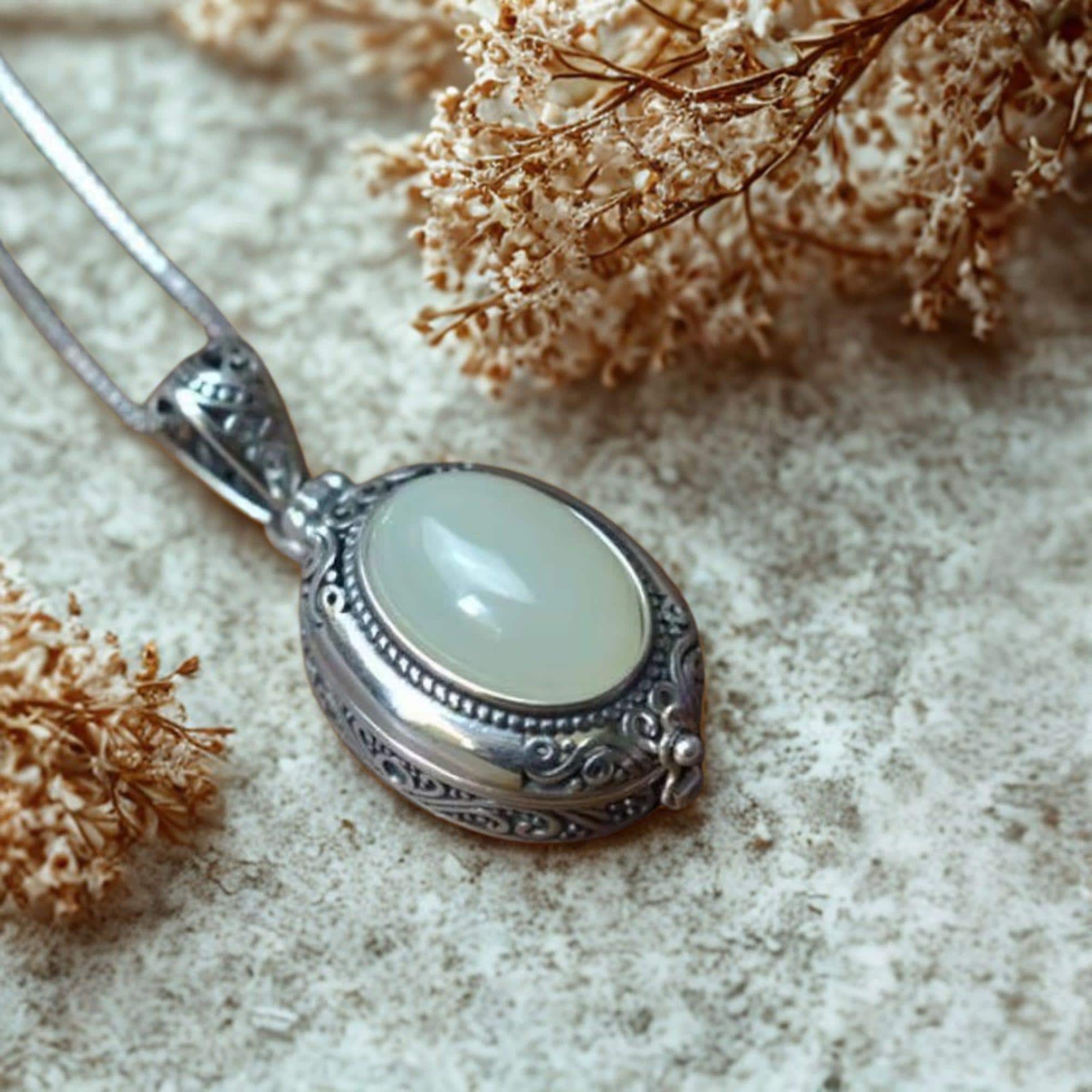 White Jade Gawu Box Pendant: Copper Spiritual Amulet Necklace