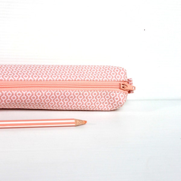 Retro Creamy Orange Pencil Case, Zipper Pencil Case, Small Cosmetic Pouch