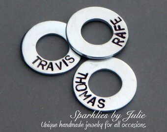 ADD ON - Custom Hand Stamped Zinc Washer, 3/4" Personalized With Word or Name, Add to the Year Est. Key Chain