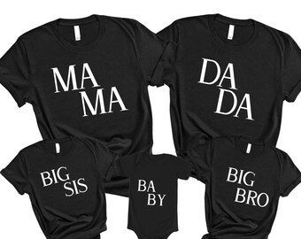 Dada Mama Mini Shirts, Baby Shirt, Family Matching Shirt, Custom Name Tee