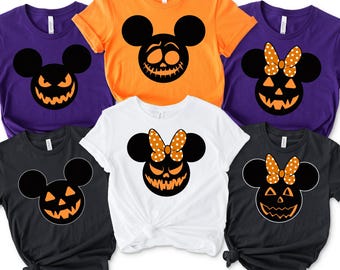 Halloween Disney Family Matching Shirt, Mickey Minnie Pumpkin Face