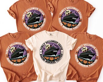Halloween Cruise Comfort Colors Shirt, Family Vacation 2025, Custom Name Crew