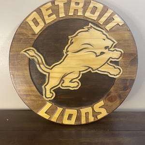 Detroit Lions Wooden Wall Sign 18 inch