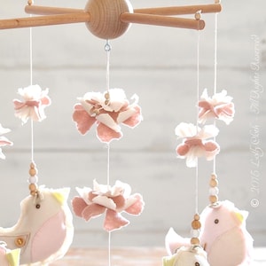 Bird Mobile, Bird Baby Mobile, Baby Girl Mobile, Baby Crib Mobile Girl, Modern, Bird Nursery Mobile